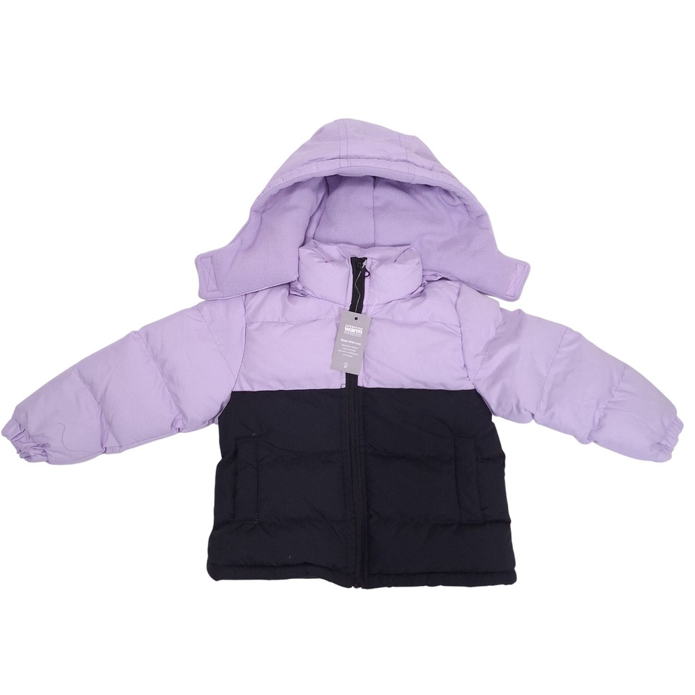 Operation Warm Colorblock Hooded‎ Puffer Jacket Kids 3T Purple Fleecce Girl Coat